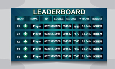Free vector game leaderboard with abstract background