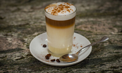 specialty coffee prepared in cafeteria glass