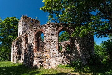 Fototapeta na wymiar The ruins of the Lutheran Church in Embute, Latvia.