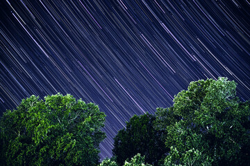 Fototapeta na wymiar Night sky star trails