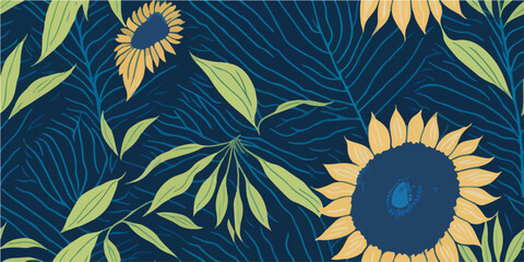 Radiant Gardens: Hand-Drawn Flower and Sunflower Vector Patterns Gallery