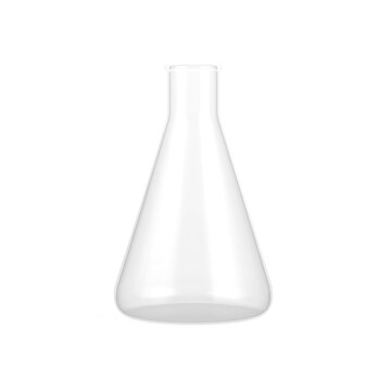 Conical flask isolated on white background. Erlenmeyer flask. Laboratory flask. 3d illustration.