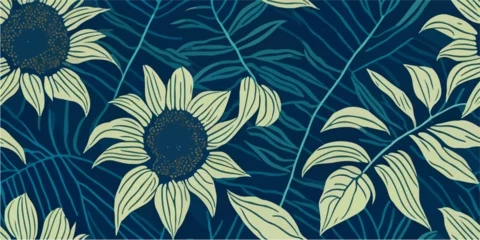 Türaufkleber Springtime Reverie: Whimsical Sunflower and Floral Patterns © valenia