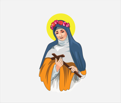 santa rosa de lima vector illustration woman holding cross
