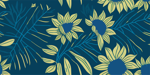 Floral Fantasy: Vibrant Flower and Sunflower Vector Patterns