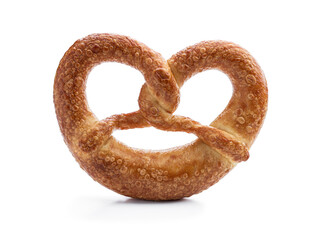Appetizing soft bavarian pretzel isolated on white background