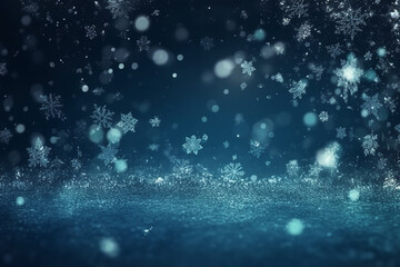 Generative AI - Abstract background with snow flakes in winter style