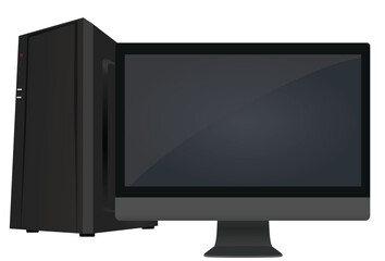 Black desktop computer. vector illustration