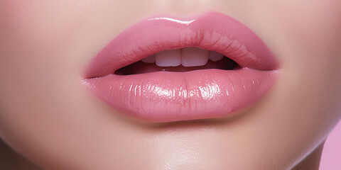 Fototapeta premium Aesthetic korean lipgloss lips juicy. AI Generative