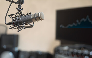 Professional microphone in sound studio