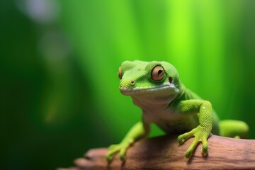Naklejka premium gecko portrait close up with green background, gecko in wild