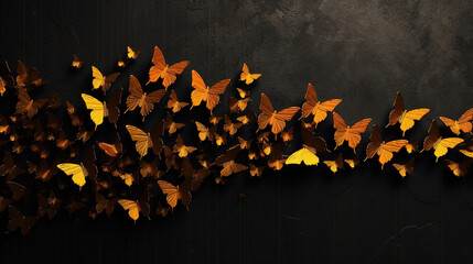 a beautiful radiant inspired butterfly row, hundreds of insects, wallpaper artwork, ai generated image