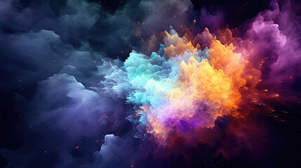 Obraz na płótnie Canvas a modern colorful powder wallpaper, exploding background, ai generated image