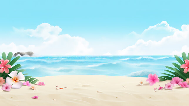 a wonderful cartoon inspired beach artwork, ai generated image