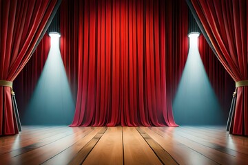 red stage curtains