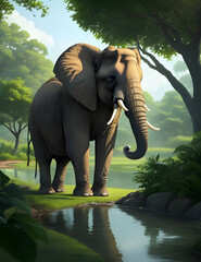 Lonely elephant. AI generated