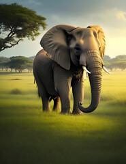 Lonely elephant. AI generated