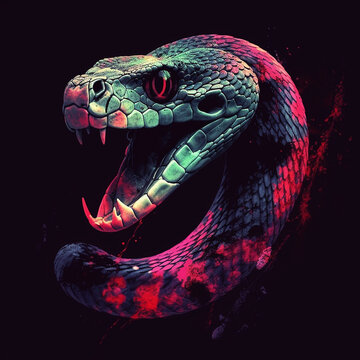 Weirdcore snake art. Created using ai generative. 