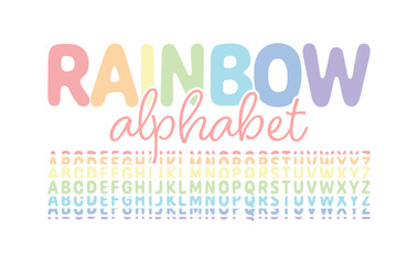 Rainbow Alphabet Colorful Stacked Font Echo Effect Letters