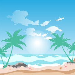 Fototapeta na wymiar beautiful beach scene vector illustration design template