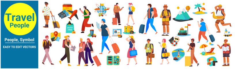 Travel People, people, boy, cartoon, vector, icon, illustration, child, children, sport, group, woman, family, fun, Travel 