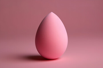 Pink cosmetic face sponge on a pink background. Generated by AI.