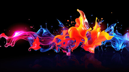 cool modern abstract wallpaper design of color splash waves, ai generated image