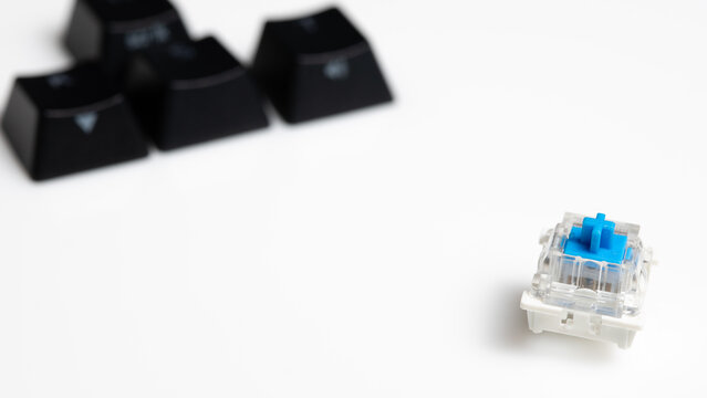 Keycaps and Keyswitch for Mechanical Keyboards Isolated on White Background
