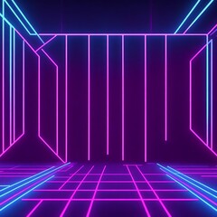 3d render, abstract minimal neon background, pink blue neon lines going up, glowing in ultraviolet spectrum.