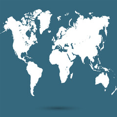 Fototapeta na wymiar World map. Silhouette map. Color modern vector map. 