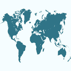 World map. Silhouette map. Color modern vector map.	