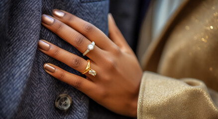 Woman with wedding ring on his finger. Luxurious Fashion shot. digital ai	