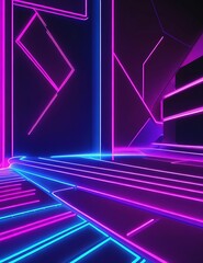 3d render, abstract minimal neon background, pink blue neon lines going up, glowing in ultraviolet spectrum.