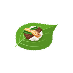 Vector illustration of ssambap, korean rice wrapped in leaves