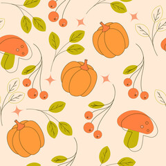 Autumn seamless pattern. Nature concept, background for Thanksgiving Day.