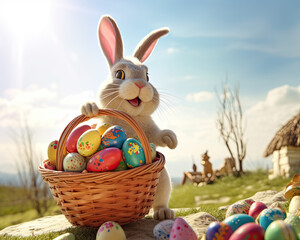 Easter Bunny Delivering Easter Eggs