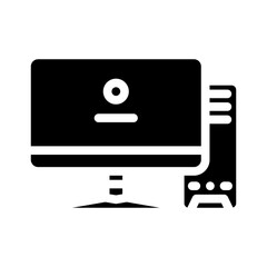 desktop gaming pc glyph icon vector. desktop gaming pc sign. isolated symbol illustration