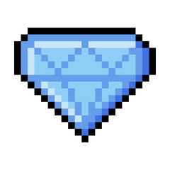 Pixel 8-bit Diamond Object as Video Game Style Element Vector Illustration