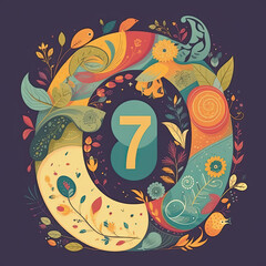 Whimsical and Colorful Number 7 Illustrations for Your Design Needs