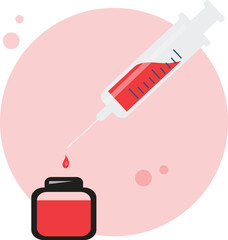 Syringe with blood drop