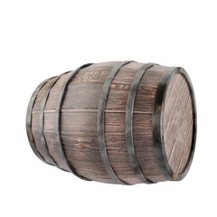 Brown Wooden Barrel Cask Cut Out. Realistic 3D Render.