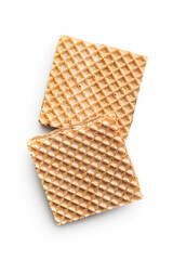 Sweet chocolate wafer isolated on white background.