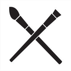 Cross paint brush icon vector.