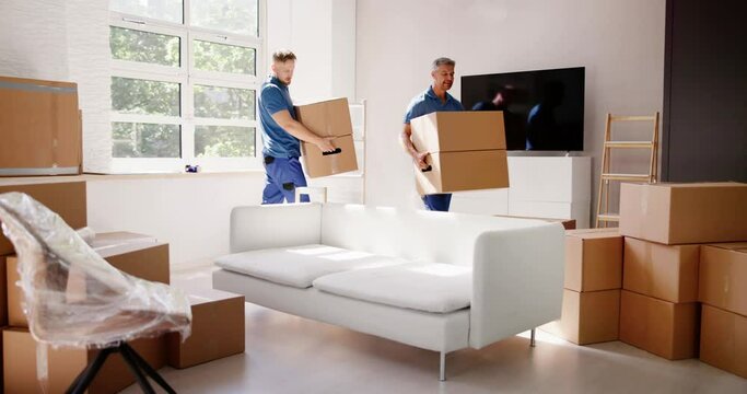 Movers Delivering Packaging Boxes