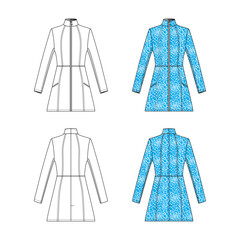 Womens coat with princess cut and twin needle stitches.