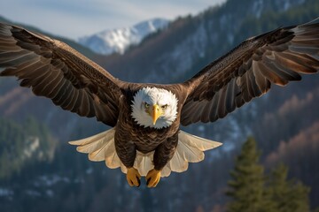 High-definition Detailed Image of Soaring Eagle: Capturing Freedom and Majesty with Full-Frame Mirrorless Camera and Telephoto Lens generative AI