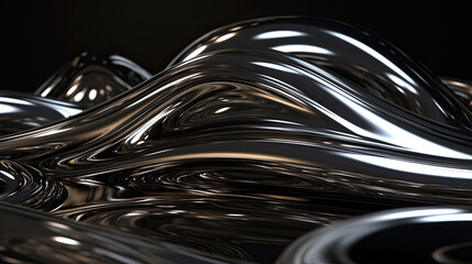 abstract background with metallic waves in black and white colors