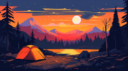 Tent in beautiful wilderness