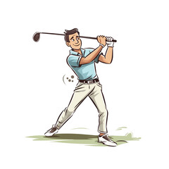Man playing golf, golf illustration
