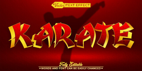 Fighting Sport Karate Vector Editable Text Effect Template
